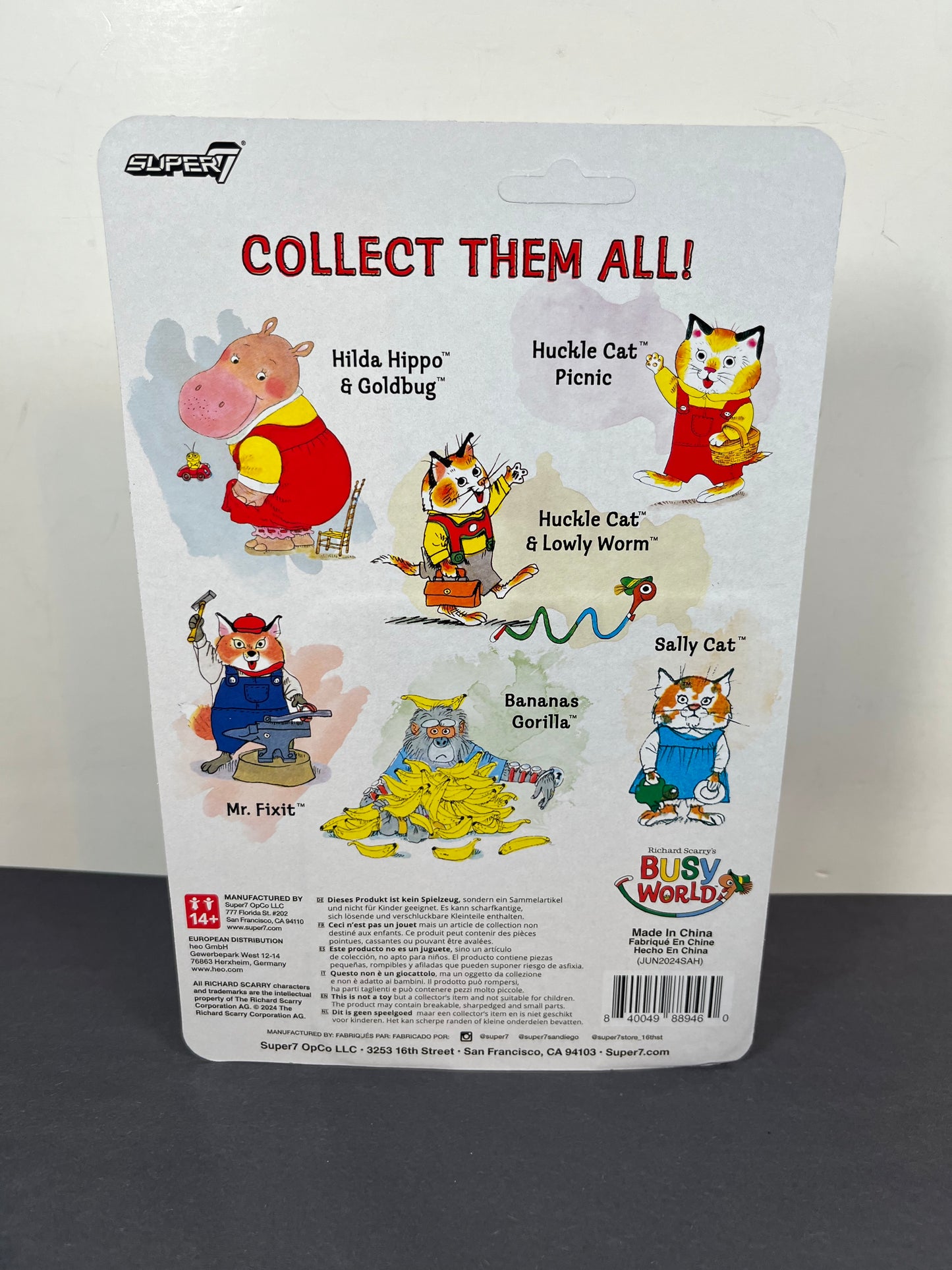 Super7 ReAction Richard Scarry's Busy World HUCKLE CAT PICNIC Action Figure