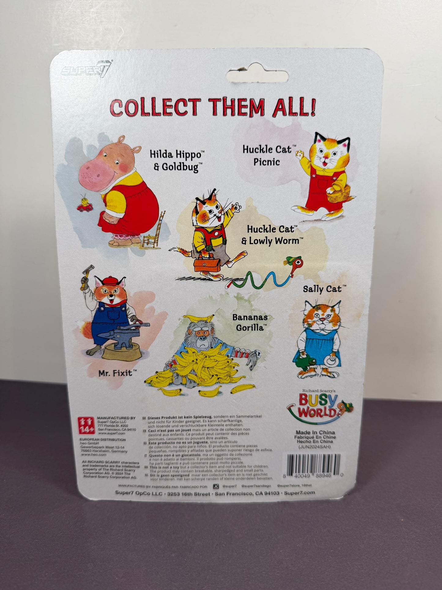Super7 ReAction Richard Scarry's Busy World HUCKLE CAT PICNIC Action Figure